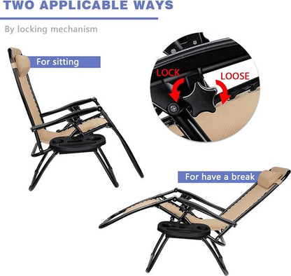 Homall Zero Gravity Chairs - Adjustable Folding Lounge Chairs with Pillows - Set of 2 in Cream Color