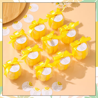 MTLEE 24 Sets Sunshine Baby Shower Favors Small Bubble Candle Baby Shower Favors for Guests Tea Candles Bulk with Stylish Ribbons Cards Gifts Party Decorations