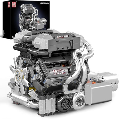 Mould King 10201 W16 Engine Model Kit MOC Bug Supercar Engine Model with Battery and Motor Collectable 16-Cylinder Car Engine Transmission Shiftable Gear Operation for Adults (2024+ PCS)