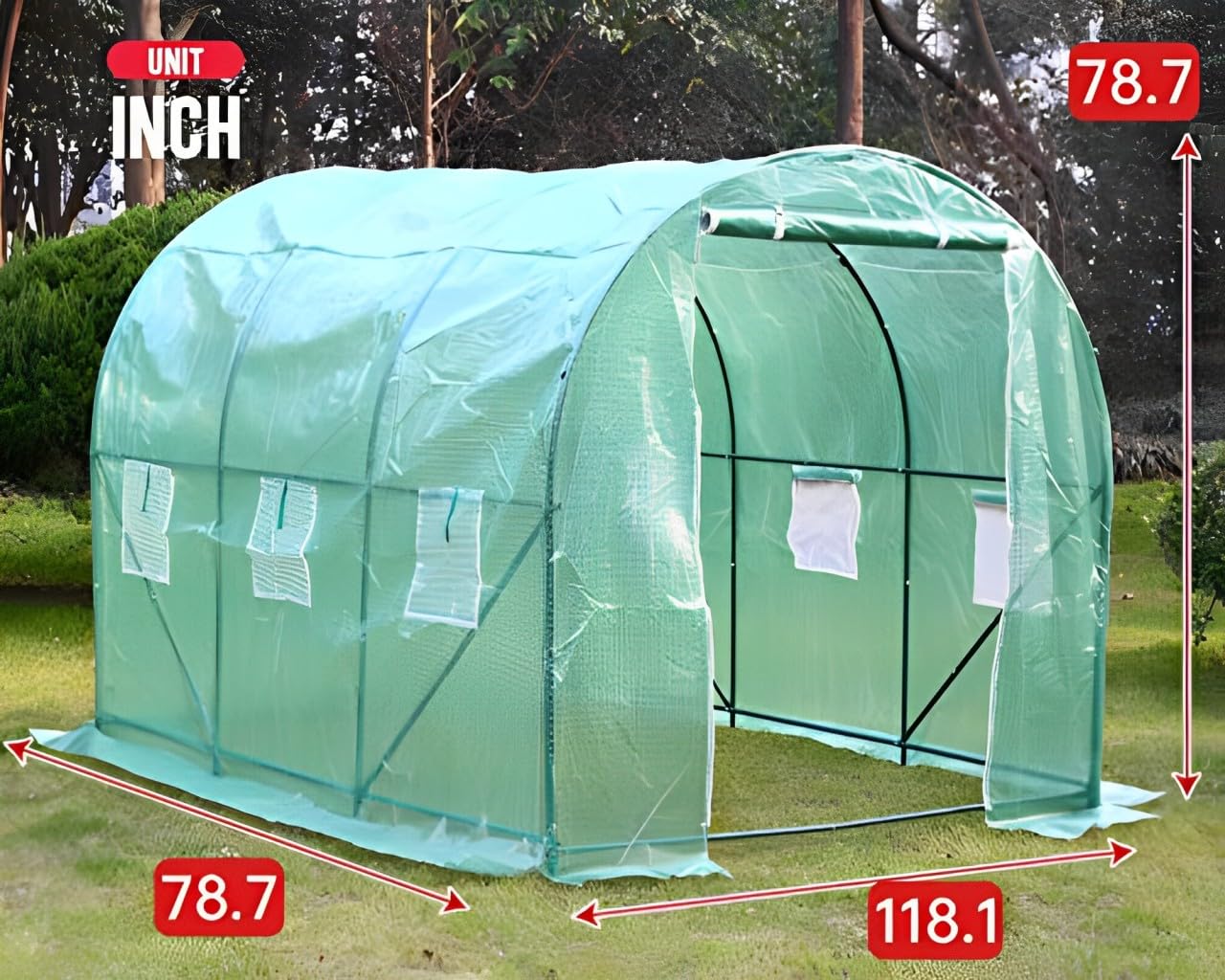 Greenhouse Walk-in Green House Greenhouse Kit with Observation Windows for Outdoor Plants Growing,Green Houses for Outside (L10'xW7'xH7')