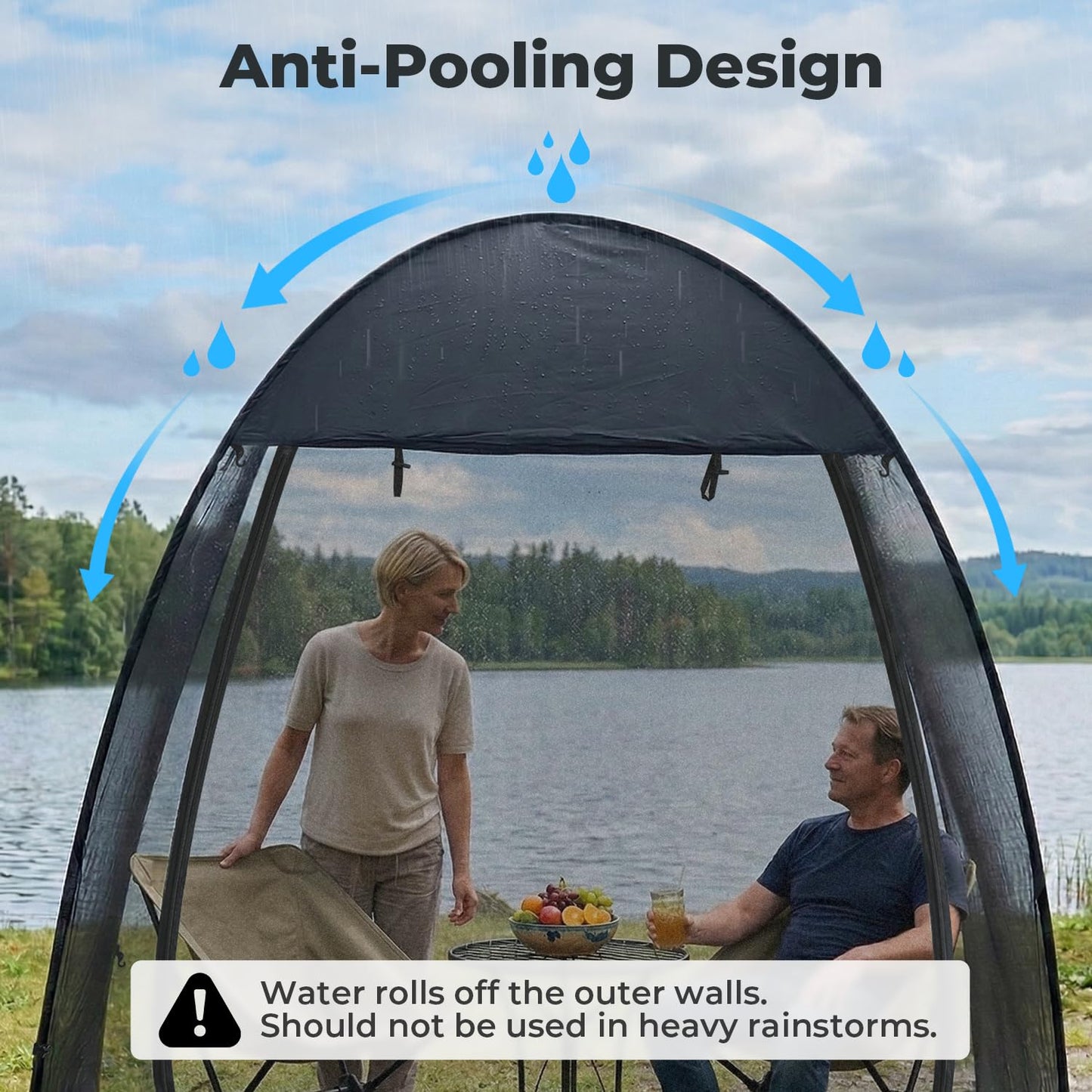 Alvantor® Pop Up Screen House Tent 6x6 FT, Snap-fit Black Mesh Screen Gazebo with Peaked Roof, Portable Screen Room Canopy Shelter with Sunshade & Sandbags for Camping, Backyard, Picnic