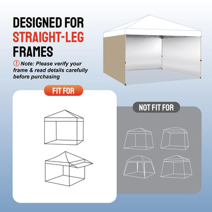 CROWN SHADES 12x12 Canopy Sidewalls (4pck) - Side Walls 12x12, Sidewalls for Canopy - Tent Accessories, Beige