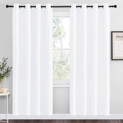 NICETOWN White Room Darkening Curtains - Energy Saving Grommet Top Drapes for Bedroom | Set of 2 Panels, 55x78 Inch