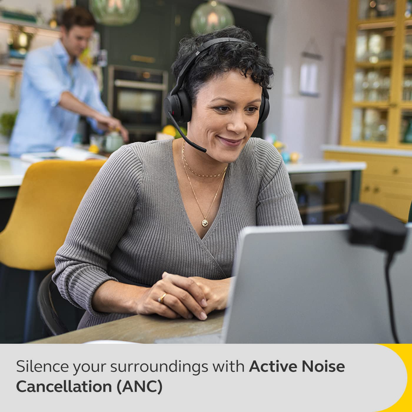 Jabra Evolve2 55 Stereo Wireless Headset - Features AirComfort Technology, Noise-Cancelling Mics & Active Noise Cancellation - Works with UC Platforms Such as Zoom & Google Meet - Black