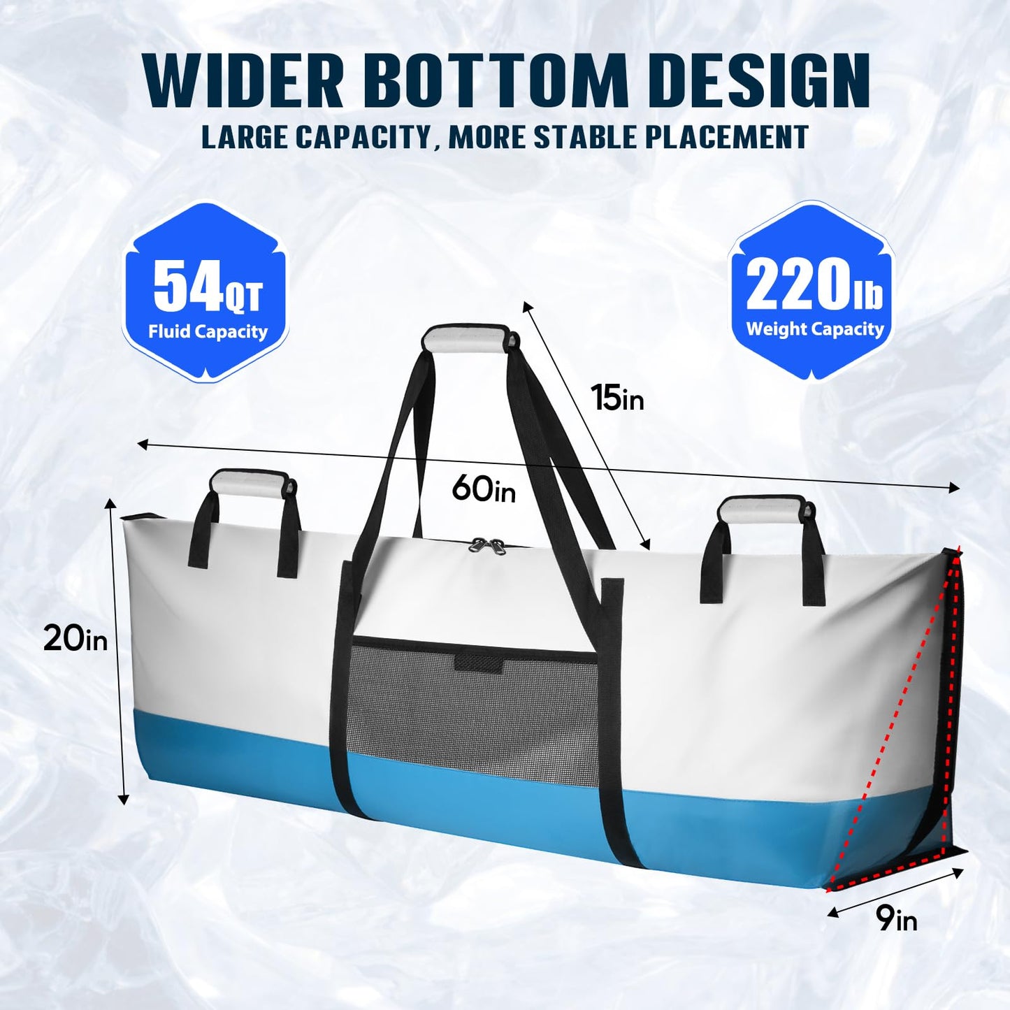 THKFISH Fish Cooler Bag Insulated Fish Kill Bag for Caught Fishing, 60x20x9in Waterproof Fishing Catch Bags with Smooth Water-Resistant Zipper Keep Ice-Cold & Fresh Over 48H
