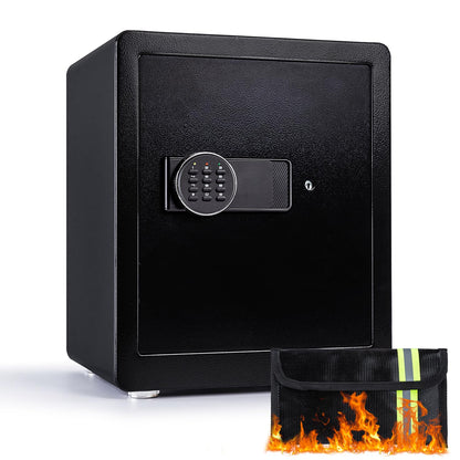 Safe Box, 1.9 Cubic Feet Security Home Safe Box, W/Electronic Digital Keypad, Dual Alarm System, LED Light, Adjustable Shelf, for Money,Documents, Jewelry, Home, Hotel Use, 15"D x 12.2W" x 17.7"H