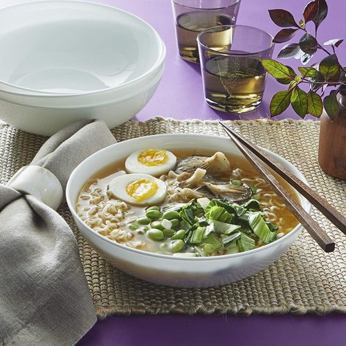 Corelle 4-Pc Meal Bowls Set - Durable Eco-Friendly 9.25-Inch Glass Bowls | Microwave & Dishwasher Safe, White