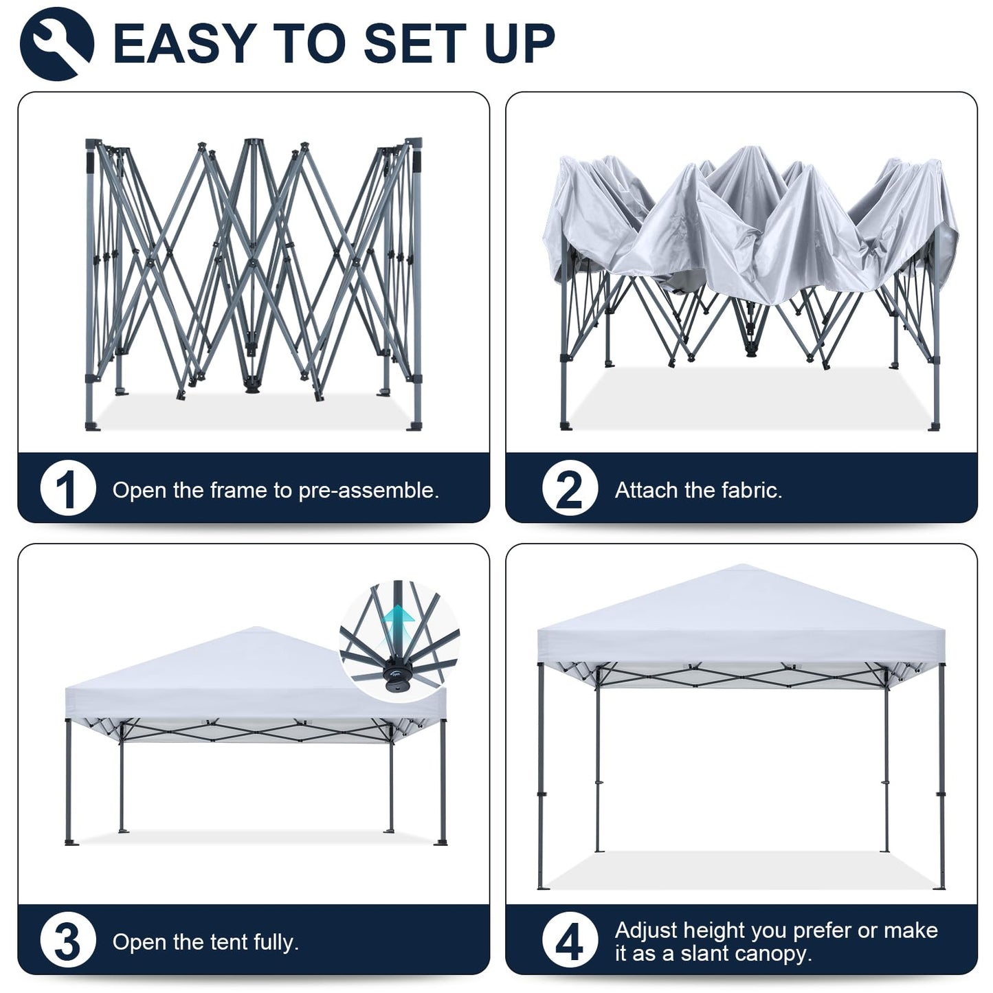COOSHADE Durable Easy Pop Up Canopy Tent 12x12Ft (Silver White)
