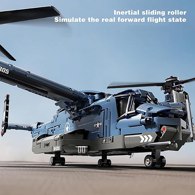 Military Helicopter Building Blocks SetFighter Jet Model ToysV-22 Osprey Army Airplane Kits with Ratoting PropellerSTEM Christmas Xmas Birthday Gifts for Adult Boys Teens 8-14 14+(1486PCS)