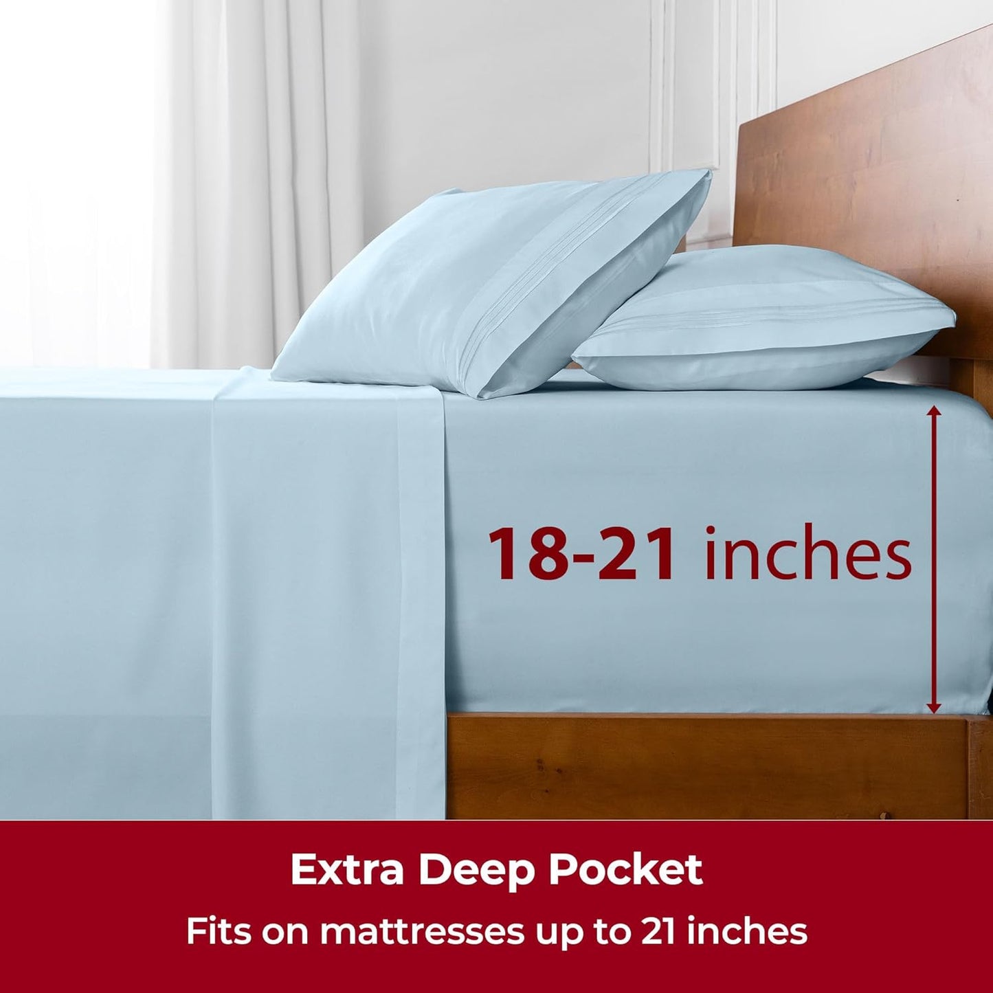 Mellanni Extra Deep Full Sheets - Hotel Luxury Ultra Soft Cooling Bedding - Wrinkle & Stain Resistant (Full, Aqua)