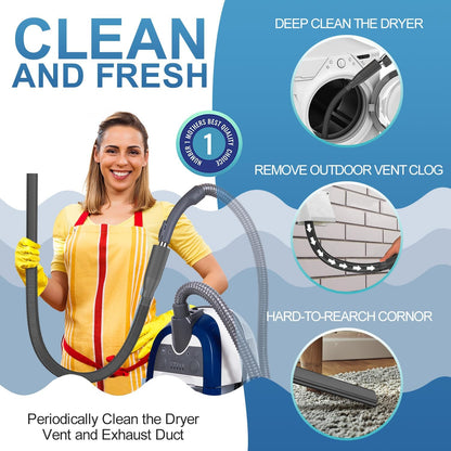 PetOde Dryer Vent Cleaner Kit - Efficient Lint Remover Vacuum Hose Attachment | Black Color