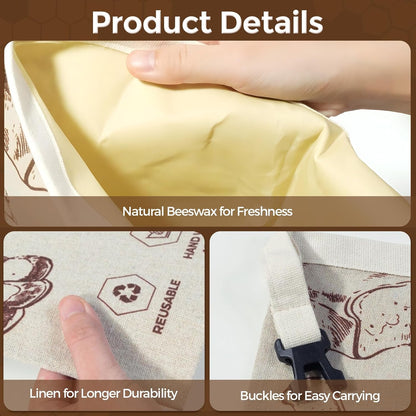 YARRAMATE Beeswax Bread Bags - Reusable Linen Food Storage for Fresh Homemade Sourdough | Large 17x13", 2 Pack