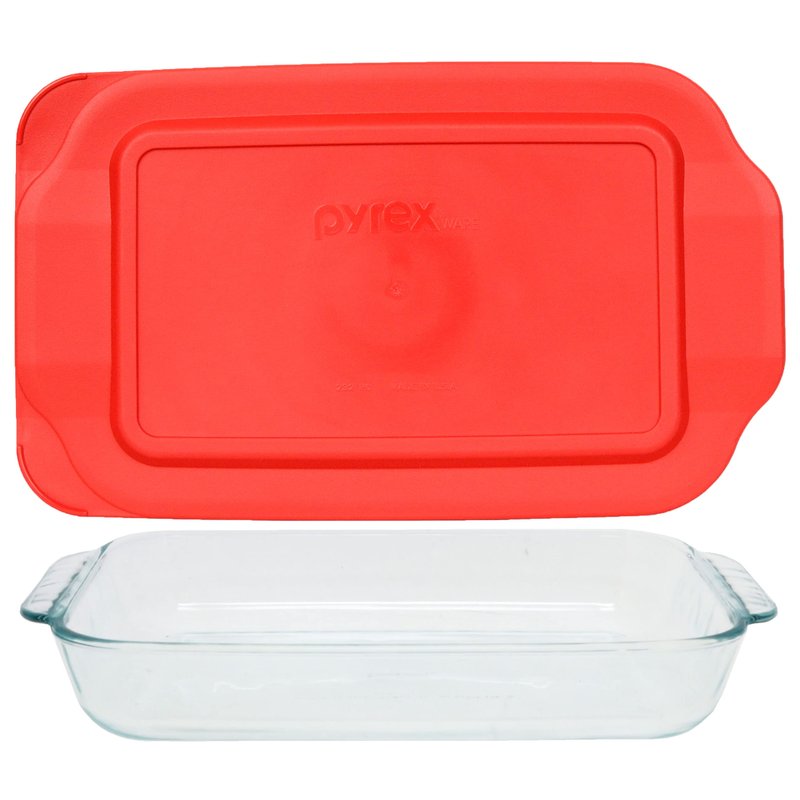 Pyrex 232 2-Quart Glass Baking Dish & 232-PC Red Lid - Made in USA