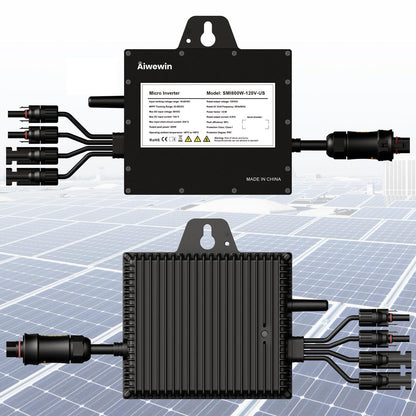 Solar Grid Tie Micro Inverter 800W, SMI800W 120V AC Grid-Tied Output with WiFi Smart App Tracking, 96% Efficiency Pure Sine Wave Inverter for Family Residence, Home & Small Business Energy Saving