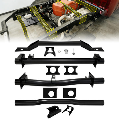 4PCS Front and Rear Fuel Tank Support Crossmember, Rear Upper Shock Mount Crossmember, Rear Spare Tire Support Crossmember Kit Fit for 1999-2006 Chevy Silverado GMC Sierra 1500 2500