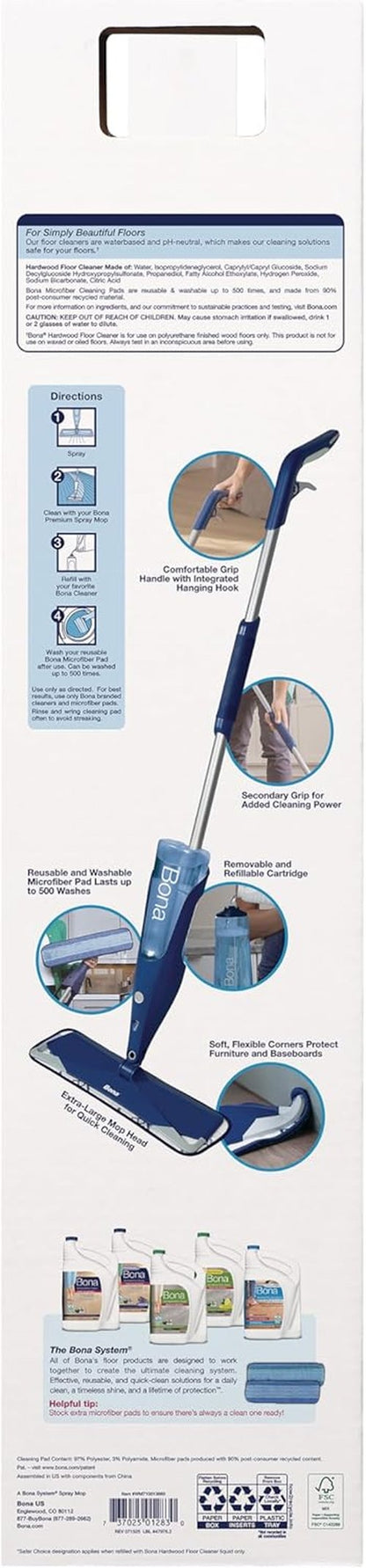 Bona Hardwood Floor Spray Mop - Premium Cleaning Solution for Easy Maintenance | Versatile Design