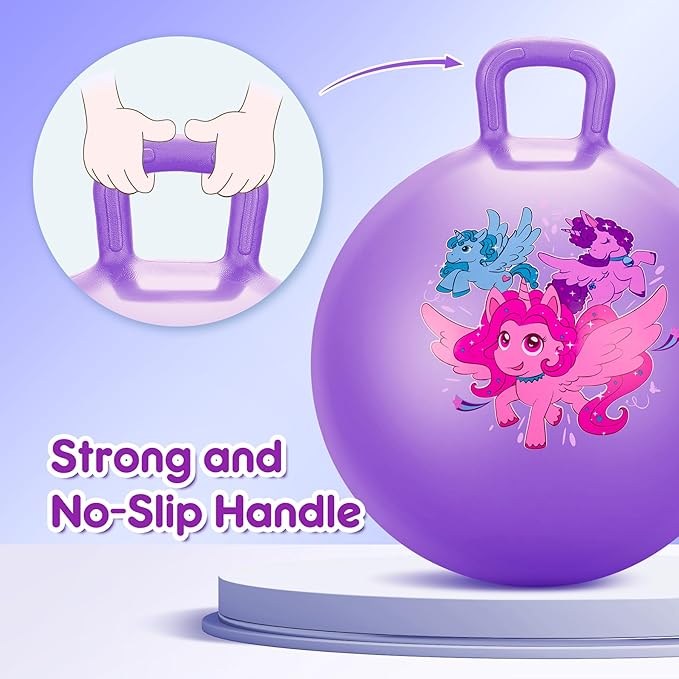 PlayZap Hopper Balls for Kids 3-8 18 Inches Bouncy Ball with Handle 18 Inflatable Bouncing Hopper 45cm Jumping Toys Garden Hopping Toys Girls Boys Gifts