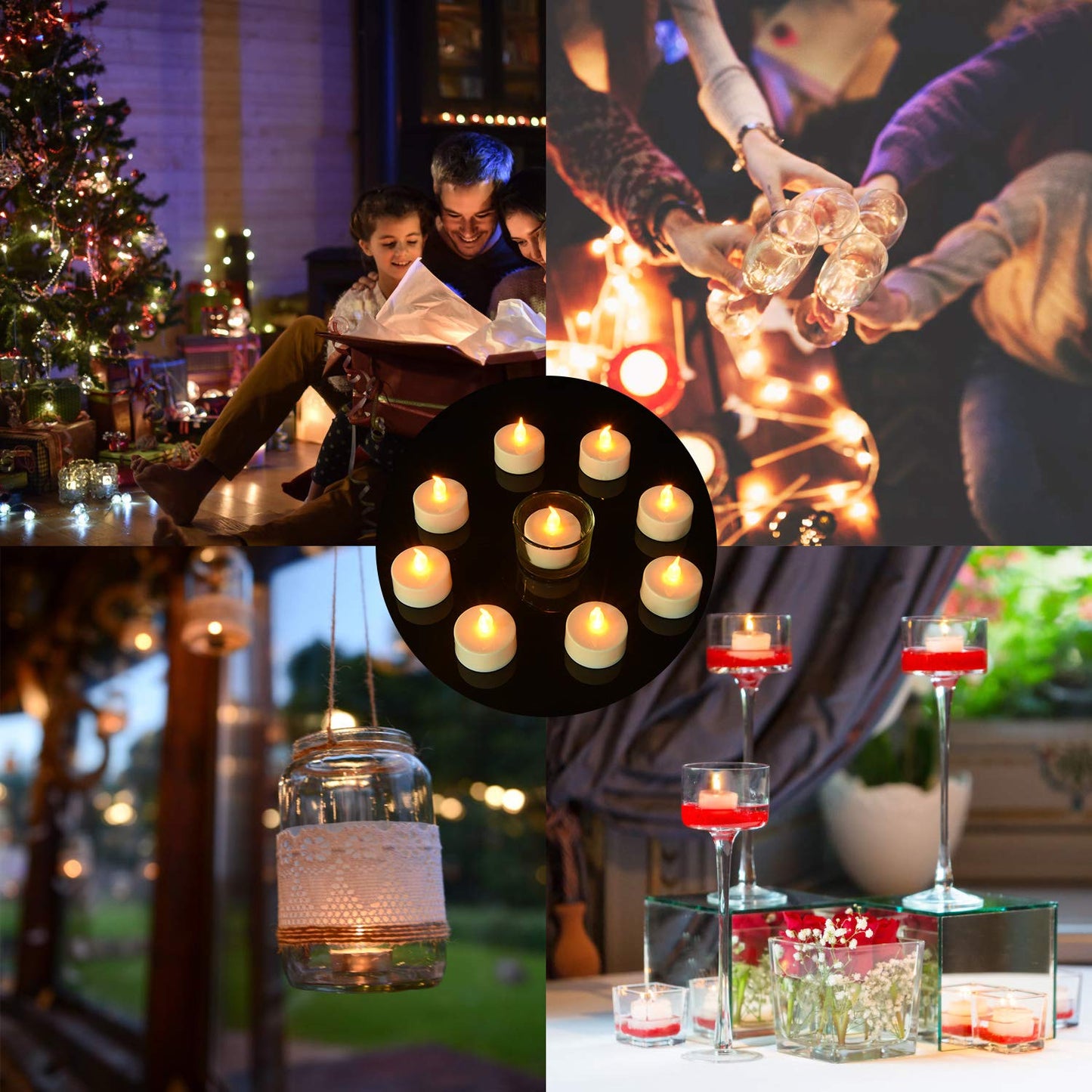 Pandaing Lasts 2X Longer White Flameless Tealight Candles, 40 Pack, Batteries Included, Realistic Tea Lights Candles, Flickering Bright Tealights, Unscented Battery Operated Candles