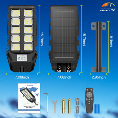 Solar Lights Outdoor, IP66 Waterproof Street Lights Outdoor, 6500K Dusk to Dawn Solar Security Flood Lights Motion Sensor with Remote Control for Yard, Entryway Garage, Porch 4 Pack