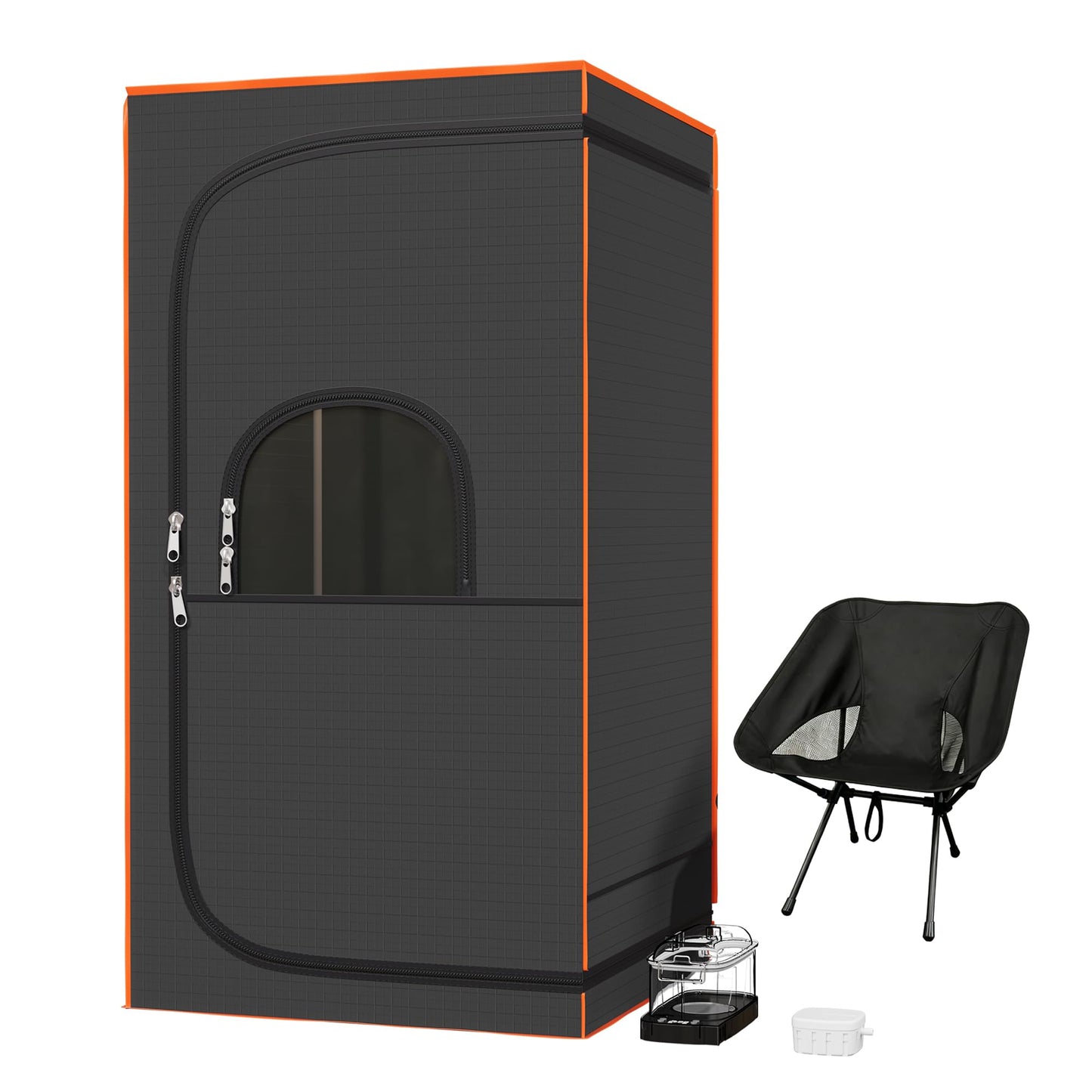 Lamorland Portable Sauna Tent, 1500W Steam Sauna Box with Steamer & Remote, Personal Home Sauna for Indoor & Outdoor Use, Foldable with Chair, 9-Level Steam Room