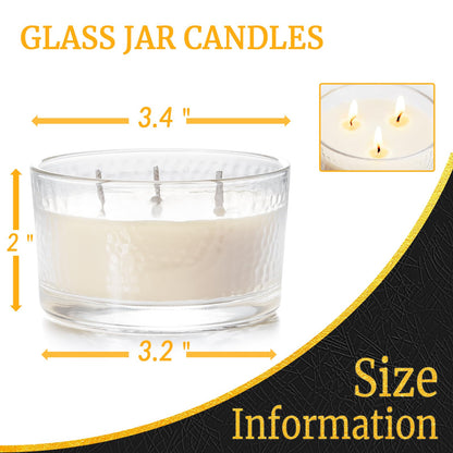 3-Wick Beeswax Candles in Glass Jar, Natural Unscented Beeswax Candles - 22 Hour Burn Time, Handmade Candles for Party, Holidays Gift, Dinning (Pack of 1, White)