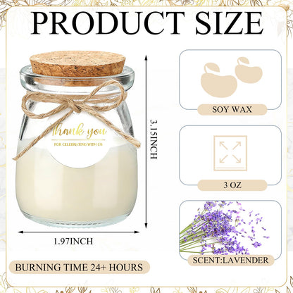 MTLEE 20 Sets Wedding Candle for Guests Beige Thank You Candles Gift Bulk Glass Jars Scented Soy Wax with Clear Gift Box for Bridesmaid Groomsman Bridal Shower Housewarming Party Favors