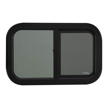 RecPro RV Window Replacement | Teardrop Style | 24inW x 15inH | Horizontal Sliding | Black | Model RP-WIN