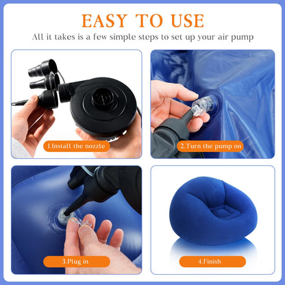 Sel Natural 6 Pcs Inflatable Bean Bag Chairs with Electric Air Pump Inflatable Chairs Blow up Couch Folding Portable Inflatable Lazy Sofa for Movie Night Living Room Outdoor Camping (6, Royal Blue)
