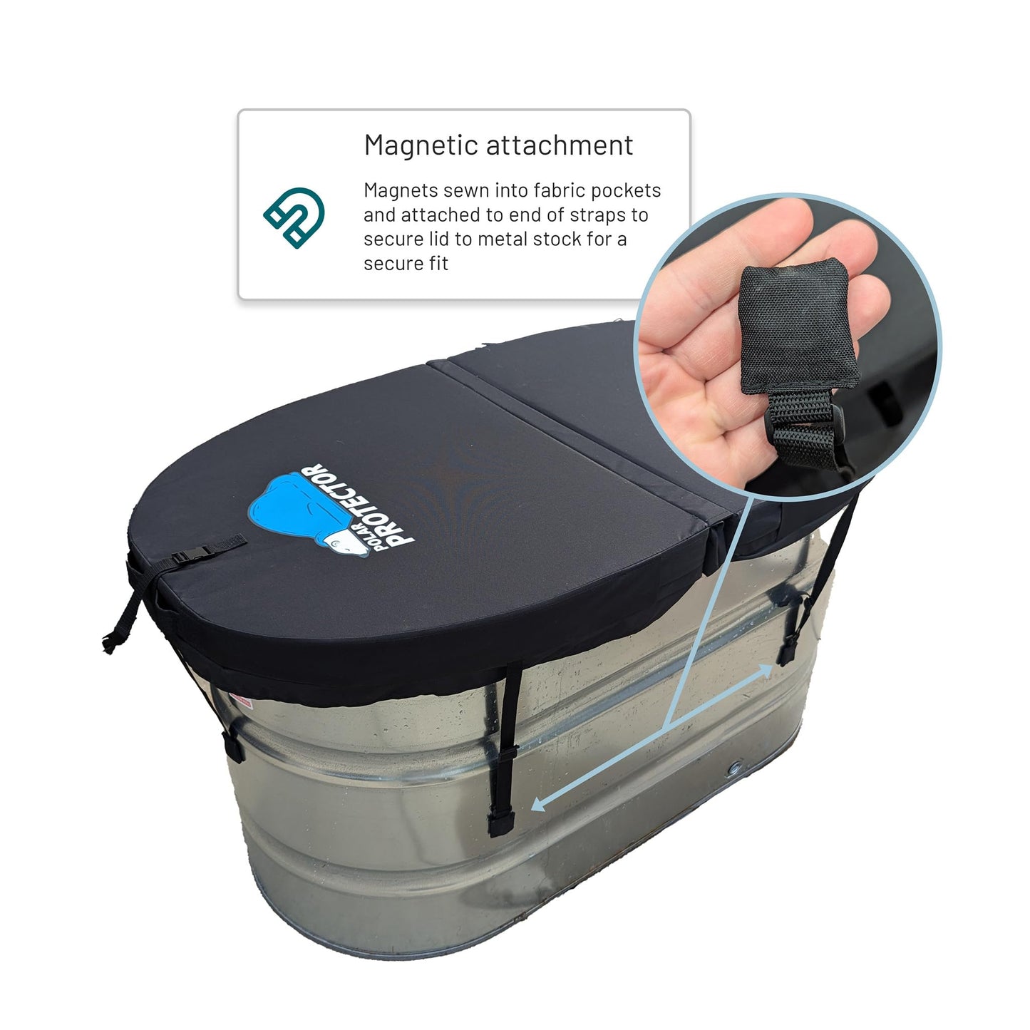 Polar Protector 2×2×6 Insulated Hard Cover for Galvanized Stock Tanks – Magnetic & Hinged Lid Design for Cold Plunge