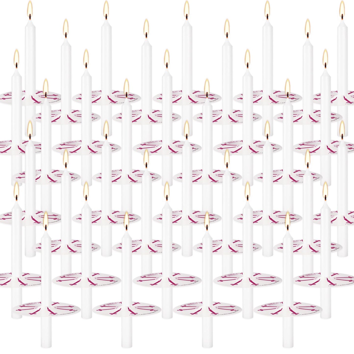 150 Packs Unscented White No Smoke ChurchCandles with Drip Protectors for Devotionalcandlelight Vigil Service.