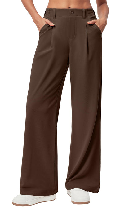 Ewedoos Wide Leg Pants Woman Stretchy Work Dress Pants Women Pull on Business Casual Slacks Trousers Fall Outfits 26"/28"