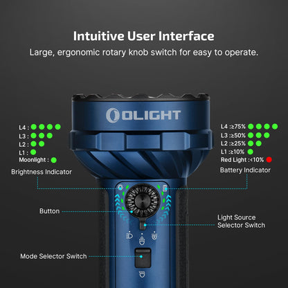 OLIGHT Marauder Mini 2 Bright Flashlight 10,000 Lumen with 750 Meters Beam Distance, Rechargeable Light with Dual Charging & 5 Lighting Modes for Outdoor, Camping, Emergencies (Midnight Blue)