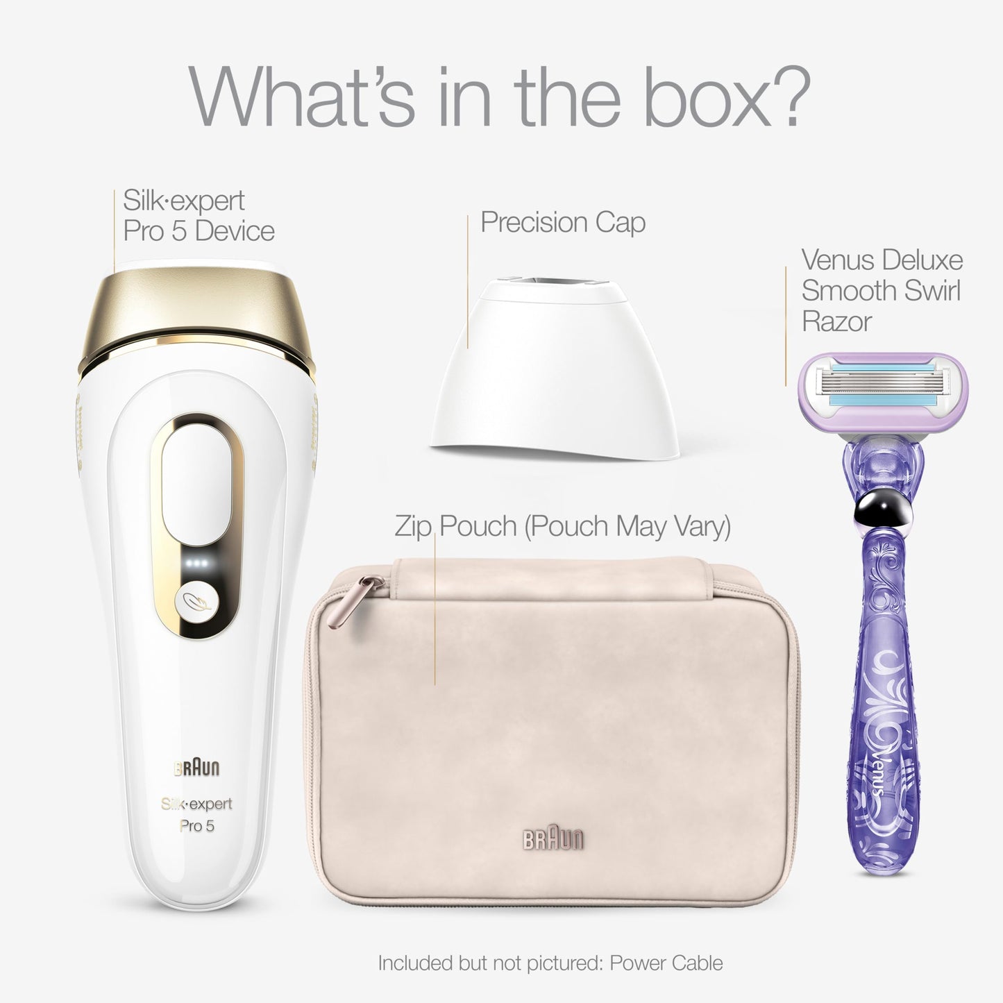 Braun Smart IPL, Silk·Expert Pro 5: at Home Laser Hair Removal for Women and Men, Permanent Visible Hair Reduction in Hair Regrowth for Body & Face, with Venus Swirl Razor, Corded, IPL5137