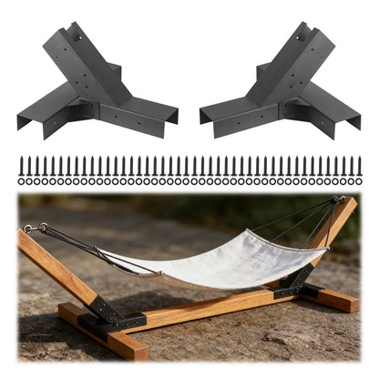 Heavy Duty Hammock Stand Bracket Kit - 500 lbs Capacity, Powder Coated Steel, Fits 4"x4" Posts, Easy DIY Installation