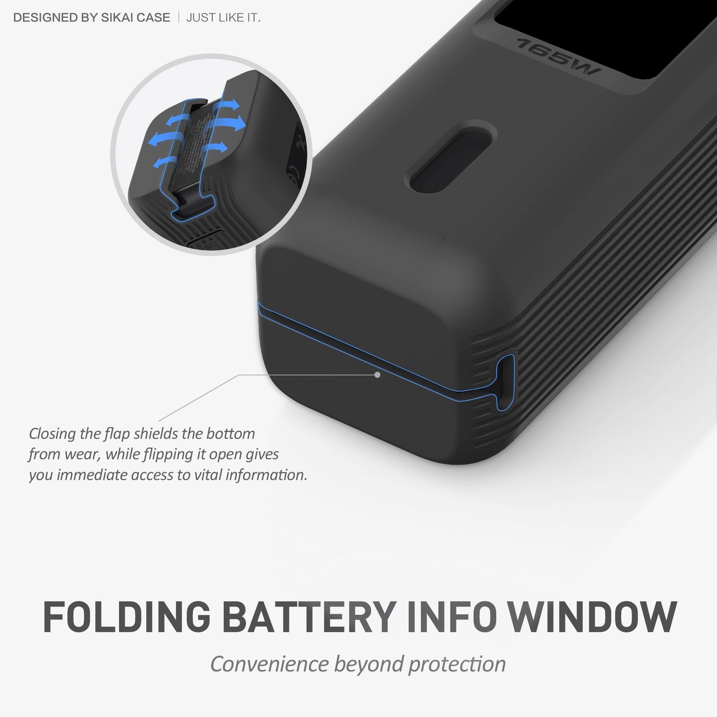 Silicone Case for Anker Laptop Power Bank (25,000mAh 165W) 1/4" Nut Hole,SD/SIM Card Storage, Display Protection&Dustproof, Travel Protective Cover Compatible with Anker Power Bank 165W (Gray)