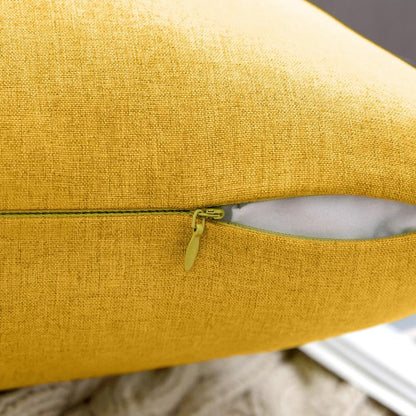 MIULEE Decorative Outdoor Throw Pillow Covers - Waterproof Faux Linen Cushion Cases | 16x16 Inch Mustard Yellow (Pack of 2)