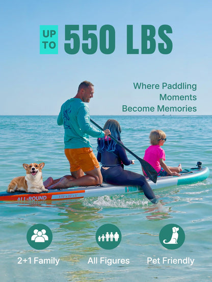 Niphean PRO (Extra Large) Inflatable Paddle Board with Seat, 11'6"/12'6" Stand Up Paddle Board with Pressure Gauge, StabilTrac Fin, Upgraded All-Round/Touring SUP for Adult Adventures, 2+1 Person