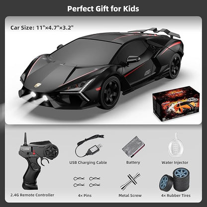 RC Drift Car Drifting RC Car 1/24 4WD Drift Cars Remote Control 2.4GHz Racing RC Vehicle with LED Lights Rechargeable Battery and Drifting Tires Racing Sport Toy Cars for Adults Boys Kids
