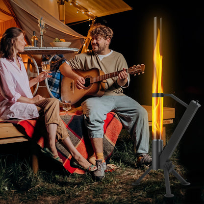 CHARMELEON Stainless Steel Pellet Stove&Wood Pellet Fire Pits for Outside – 51In Wood Pellet Heater–Outdoor Fire Pit for Backyard – Fireplace for Camping Patio Garden Picnic(Glass Tube-39.3In)
