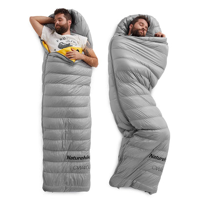 Naturehike Ultralight Down Cold Weather Sleeping Bag, 650FP Compact Sleeping Bag 3-4 Season for Adults & Kids, Backpacking, Camping, Hiking, Traveling with Compression Sack (Grey, Large)