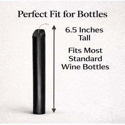 Black Drip Candles 6 Pack – Unscented Wax Candle Sticks for Weddings, Parties, Gothic & Halloween Decor – 6.5″ Tall Slow Drip Candles for Wine Bottles & Events