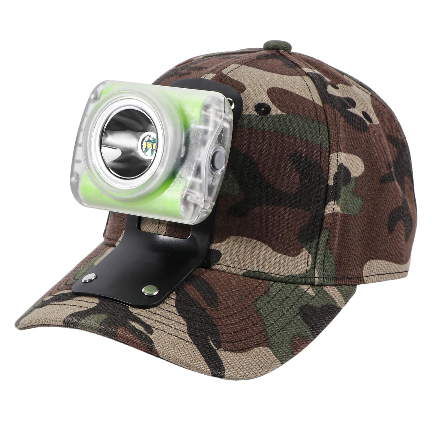 High-Power Rechargeable LED Mining Headlamp, Lightweight IP68 Waterproof Hard Hat Helmet Light for Miners, Outdoor Work, Hiking, Camping, Caving, Emergency Use (Miner Light Kit + Camouflage Hat)