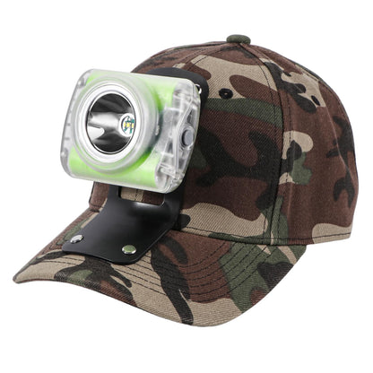 High-Power Rechargeable LED Mining Headlamp, Lightweight IP68 Waterproof Hard Hat Helmet Light for Miners, Outdoor Work, Hiking, Camping, Caving, Emergency Use (Miner Light Kit + Camouflage Hat)
