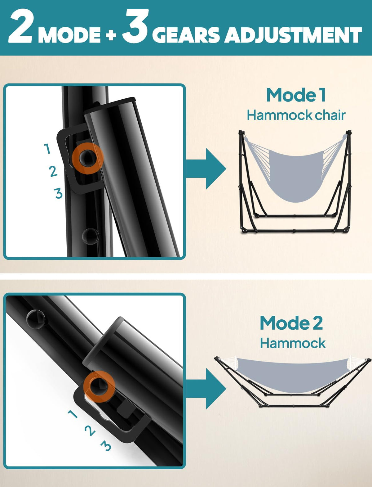 Anyoo 2 in 1 Hammock and Swinging Chair with Collapsible Steel Stand & Carrying Case,Portable & Adjustable,Easy Set Up for Outdoor,Indoor,Porch Swing,Patio,Garden,Camping Trip