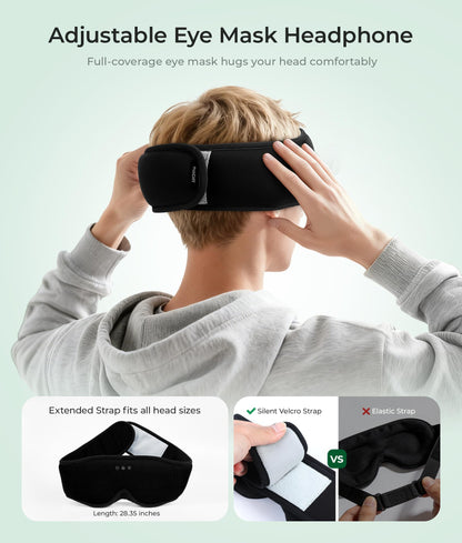 MUSICOZY Sleep Mask Headphones Bluetooth 5.4, 3D Blackout Eye Mask with Wireless Music Earphones, Hi-Fi Sound＆Long Battery Life Sleeping Headphones for Side Sleepers, Uniqe Gift for Men Women Travel