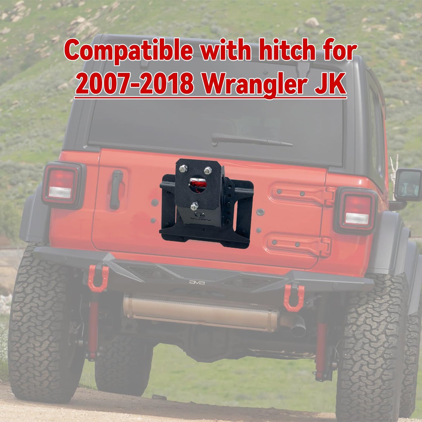 TIOYAR Adjustable Spare Tire Lift Compatible with 2007-2017 Jeep Wrangler JK JKU Unlimited Heavy Duty Spare Tire Carrier up to 43 inches Spare Wheel Holder Rack Mount Relocation