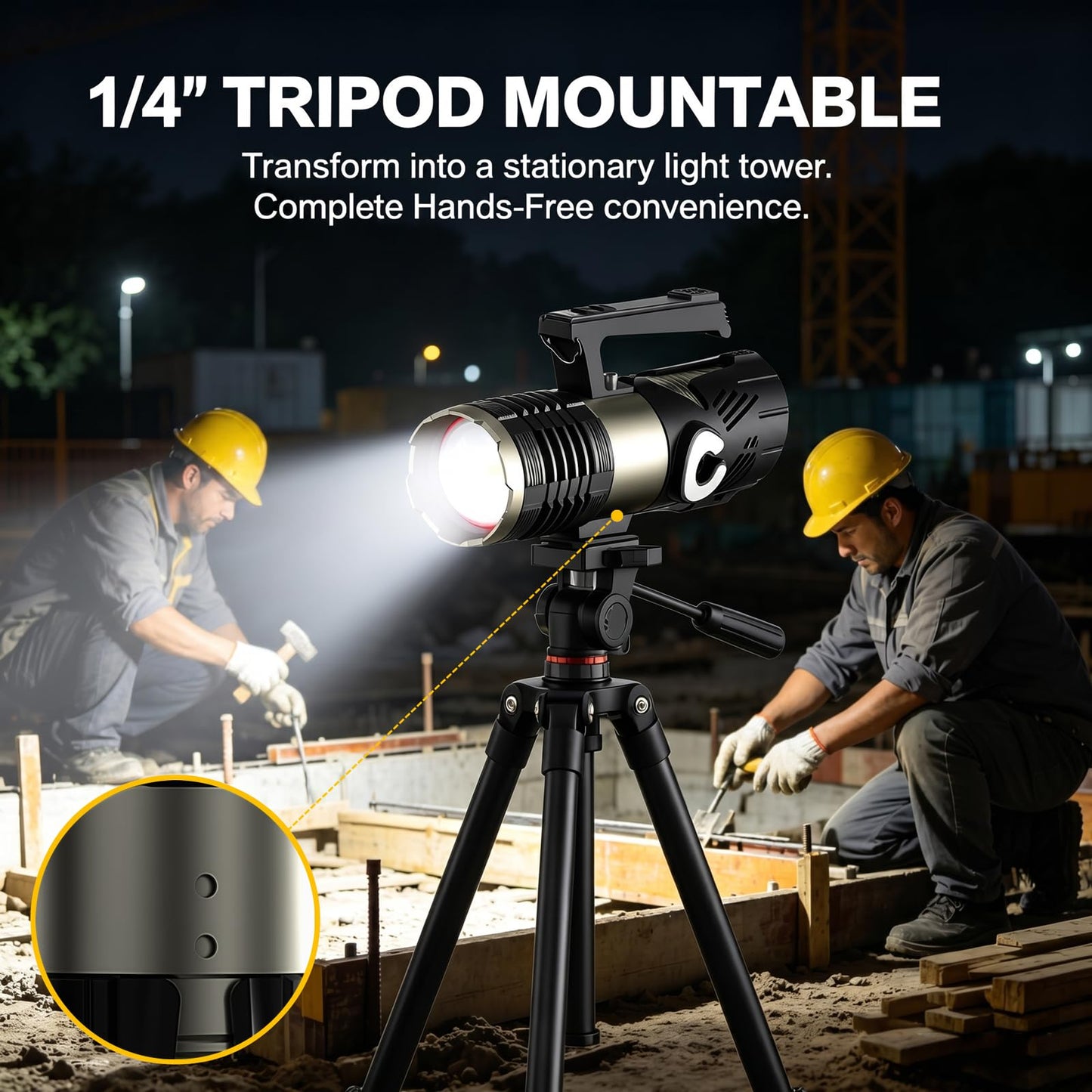 AKISONG Rechargeable XHP360 LED Spotlight Flashlight 18,000 High Lumens, 150W Ultra Bright Zoomable Searchlight with USB Output & Side Lamp, Waterproof Handheld Spotlight for Camping Hunting Emergency