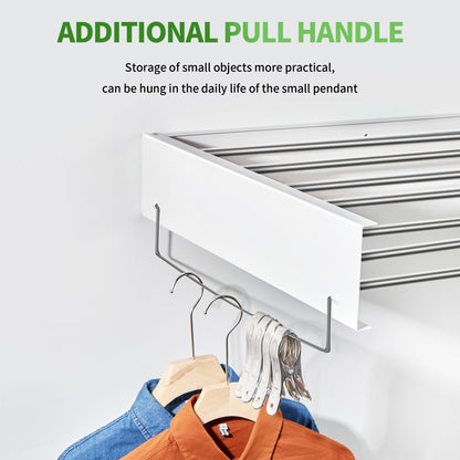 Heshecein Wall Mounted Drying Rack,Collapsible Drying Racks for Laundry,7 Stainless Steel Rods,Folding Indoor/Outdoor Drying Rack Clothing,Collapsible Laundry Drying Rack,47” Wide
