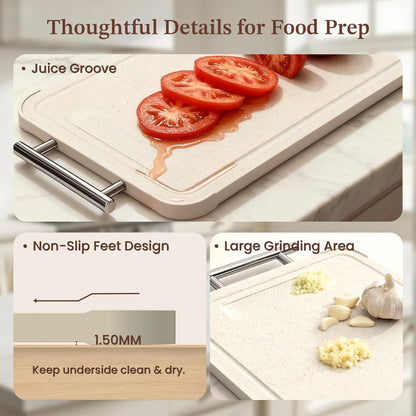 Skiennix Stainless Steel Cutting Board - Double-Sided Non-Toxic Chopping Board for Meat | 15.8"L x 10.2"W