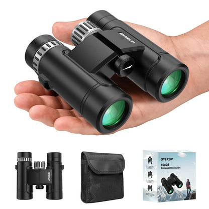 Compact Binoculars for Adults 10x26 High Powered, Pocket Binoculars for Bird Watching, Waterproof BAK4 FMC, Lightweight One-Handed Use